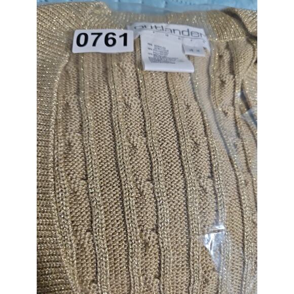 Outlander Studio Vintage Gold Sparkly Cardigan Sweater Vintage Made In Hong Kong - Picture 14 of 14